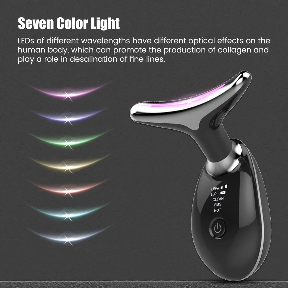 Face & Neck Lift Beauty Device - EMS Facial Massager with LED Light Therapy for Skin Tightening & Anti-Wrinkle