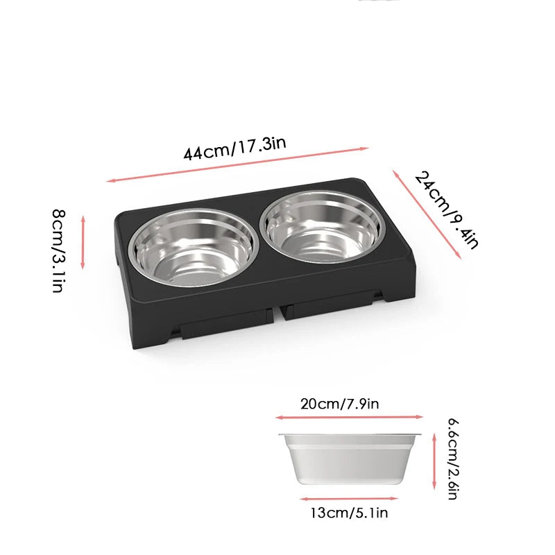 BOOTEELY Elevated Dog Feeder with Adjustable Stand & Double Stainless Steel Bowls for All Dog Sizes