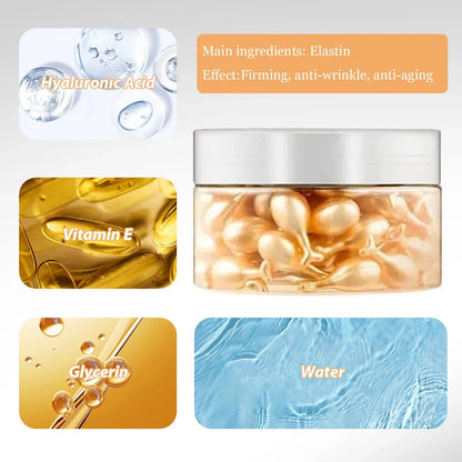 50PCS Collagen Face Care Capsules - Acne, Wrinkle Remover & Firming Hyaluronic Acid Serum Essence