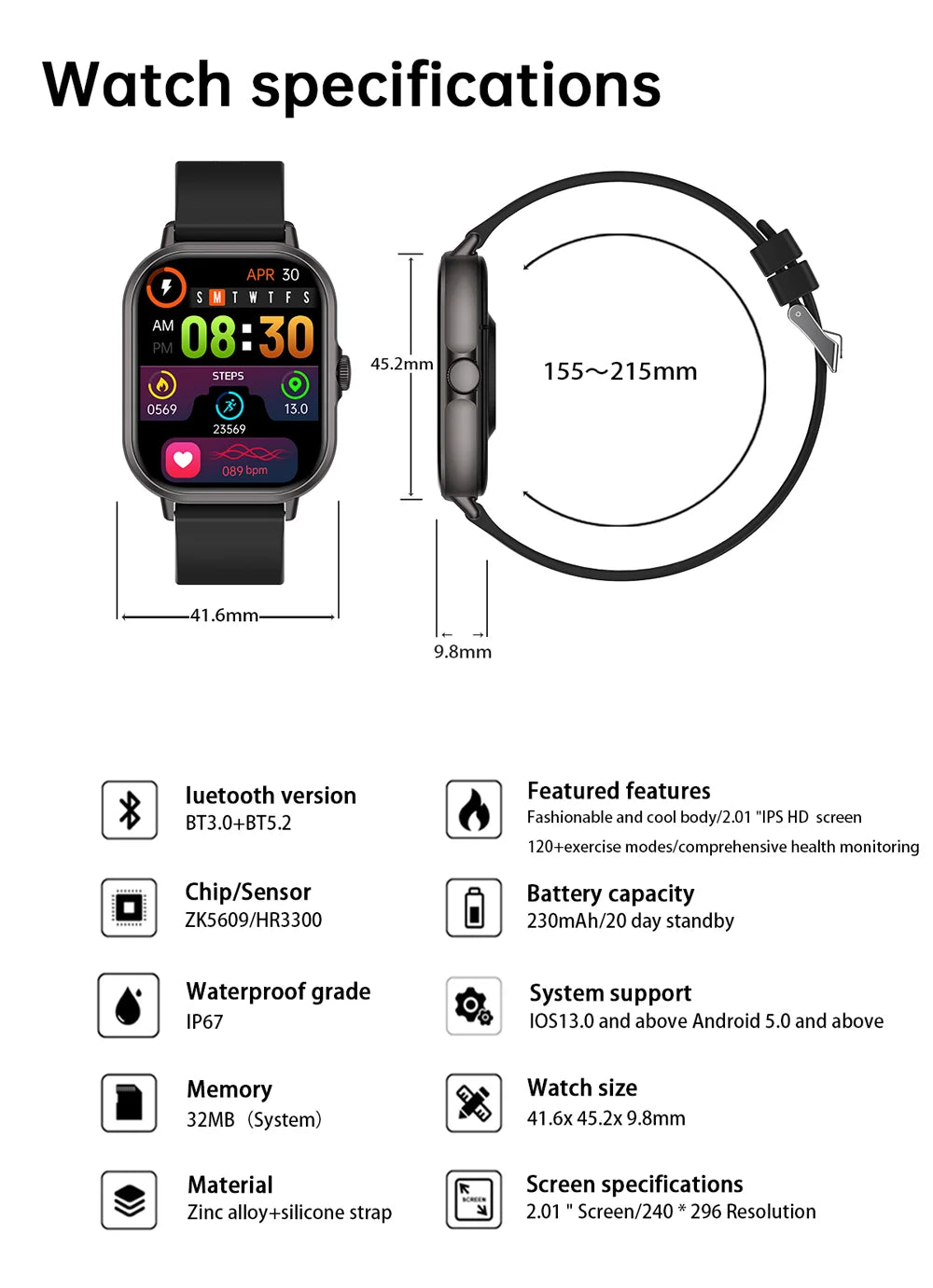 2025 2.01'' Smart Watch, Bluetooth Call, Music Player, Fitness Tracker, Sport Waterproof Watch for Men & Women, iPhone/Android