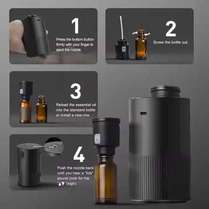 Portable Essential Oil Diffuser, Rechargeable Air Freshener for Home, Office & Car