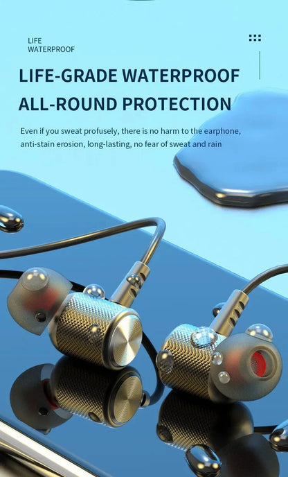 Neck Mounted Bluetooth Earphones - Wireless, Ultra Long Standby, Sweatproof for Games, Sports, and Running (Android & iOS)