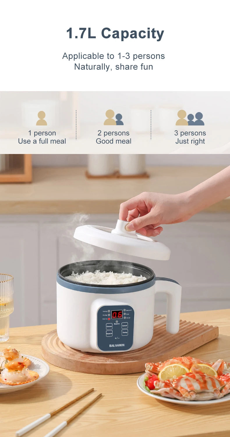 Mini Electric Rice Cooker & Multicooker for 1-2 People - Hotpot, Soup & More