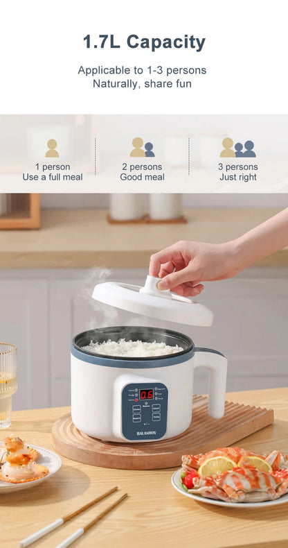 Mini Electric Rice Cooker & Multicooker for 1-2 People - Hotpot, Soup & More