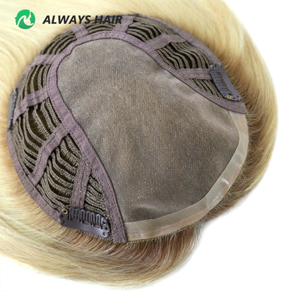 Alwayshair 14"-16" Straight Human Hair Clip-in Topper for Women 120% Density