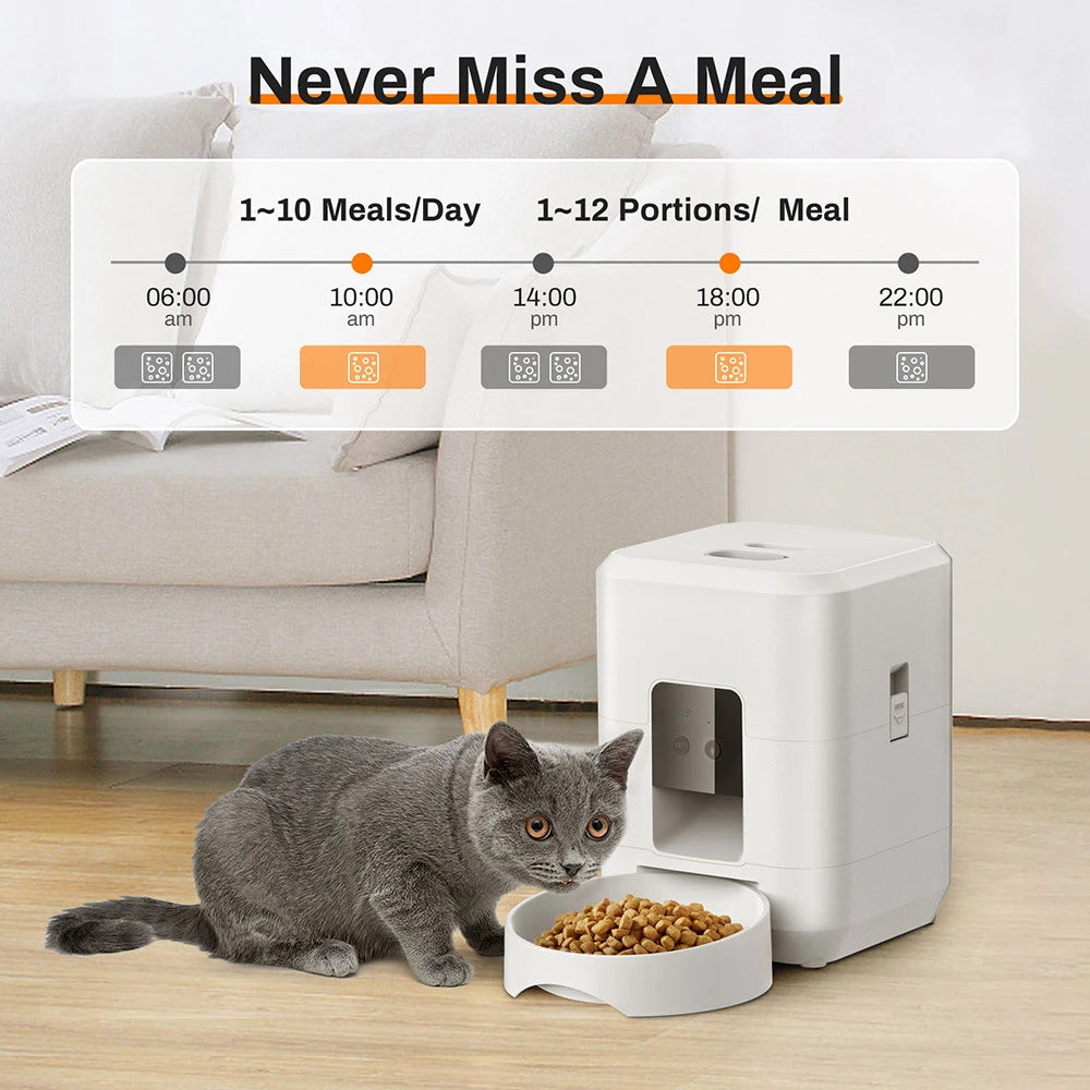 2L Smart Automatic Pet Feeder with Timer & WiFi App for Dogs & Cats