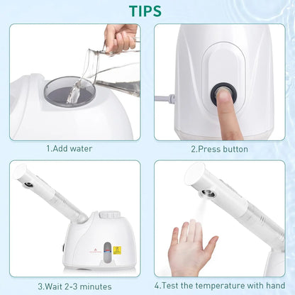 Facial Steamer - Hydrating & Moisturizing with Adjustable Nozzle for Deep Pore Cleansing & Skin Care at Home