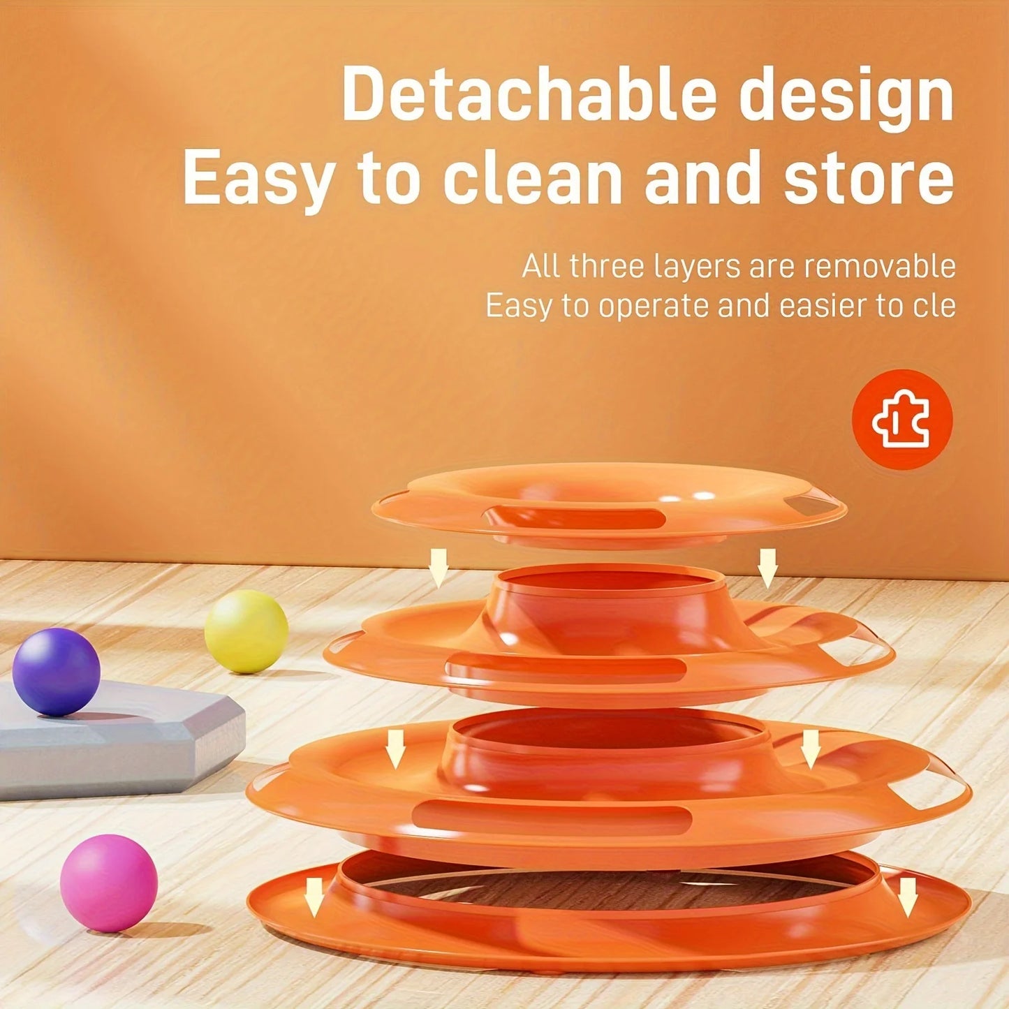 3-Layer Interactive Cat Toy Tower with Colorful Balls – Mental & Physical Exerciser for Cats