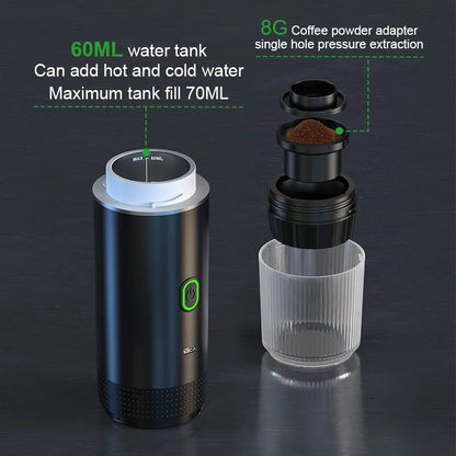 Wireless Portable Espresso Coffee Machine - 3-in-1 Travel Maker for Car, Home & Camping