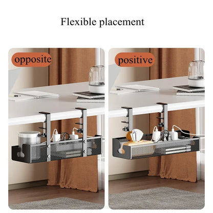 Under Desk Cable Management Tray - No Drill Steel Wire Organizer for Desk & Rack