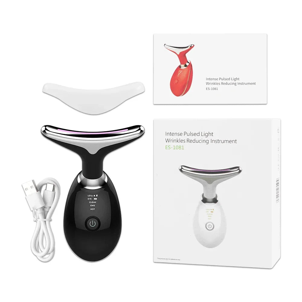 Face & Neck Lift Beauty Device - EMS Facial Massager with LED Light Therapy for Skin Tightening & Anti-Wrinkle