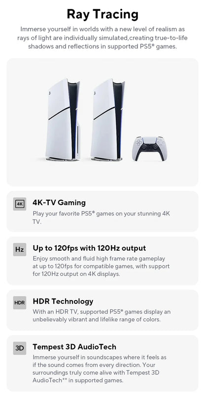 Sony PS5 Slim Console - PlayStation 5 with Ultra High-Speed Performance for PS5 and PC Games