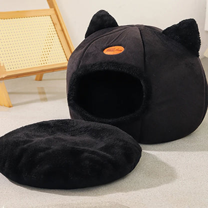 Cozy Winter Cat Bed & Small Dog House – Deep Sleep Comfort Basket Tent for Pets