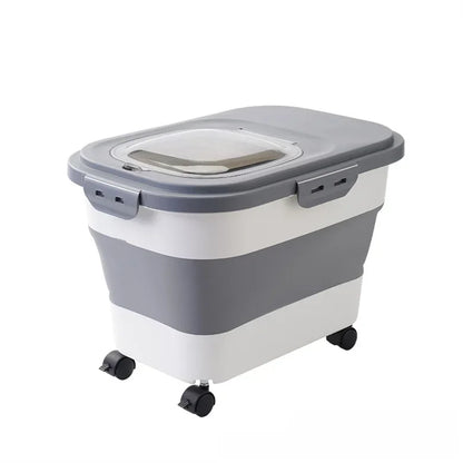 Foldable Dog Food Storage Bucket – Mildew-Proof & Moisture-Proof for Kitchen or Travel