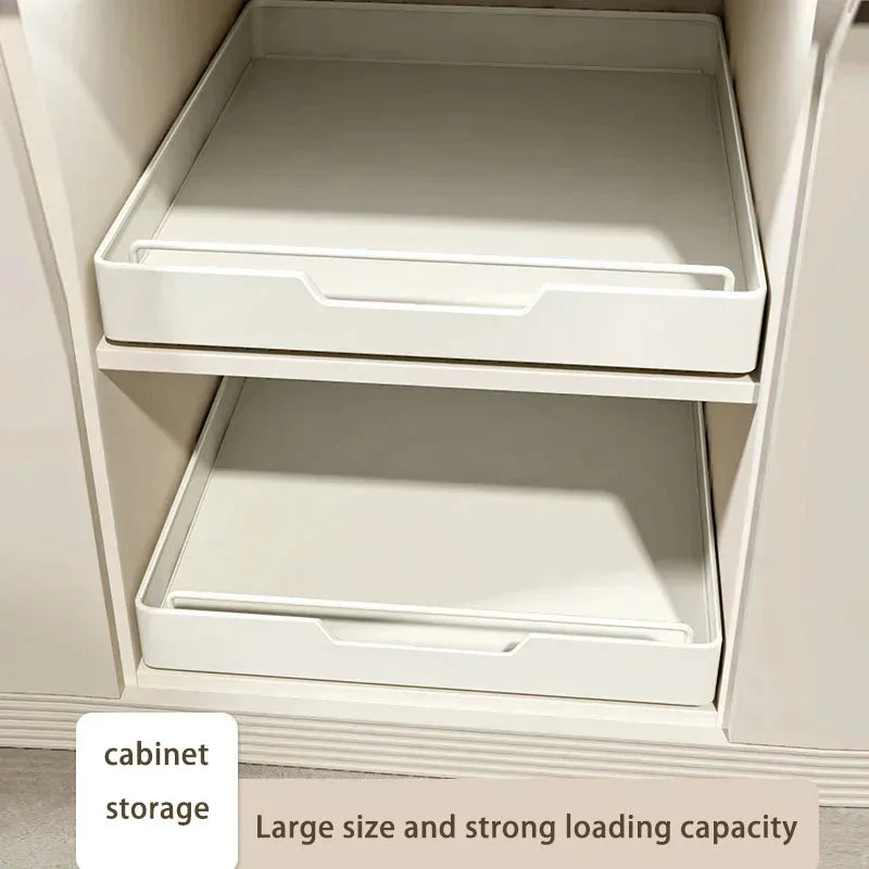 Pull Out Kitchen Storage Shelf with Slide Rails and Spice Organizer Rack