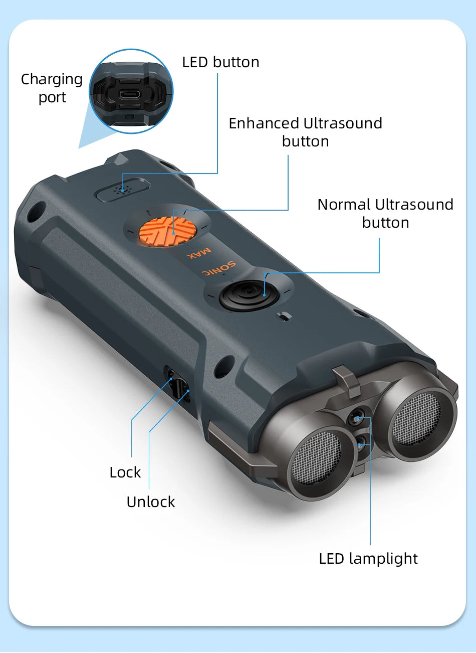 2-in-1 Ultrasonic Dog Repeller & Training Device with Flashlight
