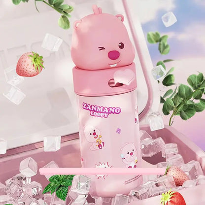 350ML Kawaii Loopy Stainless Steel Thermos – Cartoon Beaver Vacuum Flask for Kids and Girls