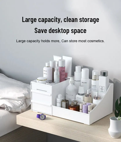 1PC White Makeup Storage Box - Plastic Drawer Organizer for Cosmetics & Skin Care
