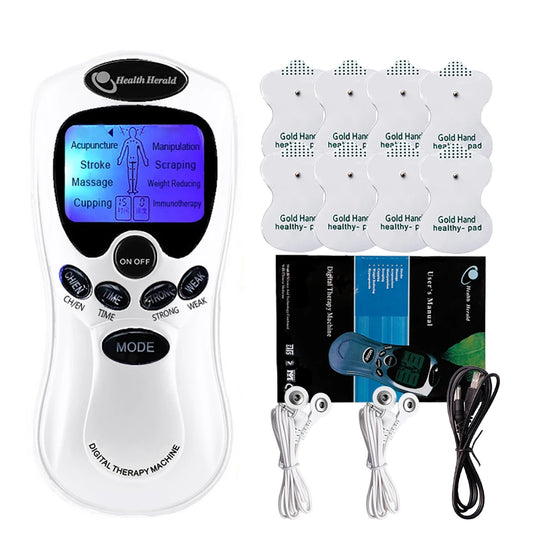 Electric Dual Output TENS Massage Machine - EMS Muscle Stimulator & Full Body Pulse Acupuncture Massager