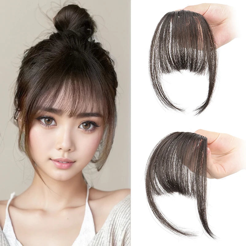Synthetic Invisible Air Bangs Hair Extension for Women - Black & Brown