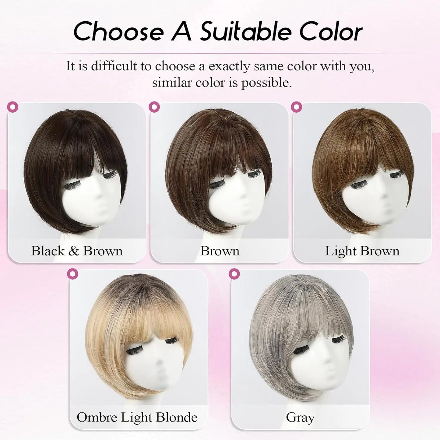 10" Synthetic Bob Hair Topper for Women with Large 7" × 7" Base for Thinning Hair
