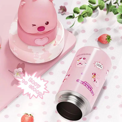 350ML Kawaii Loopy Stainless Steel Thermos – Cartoon Beaver Vacuum Flask for Kids and Girls