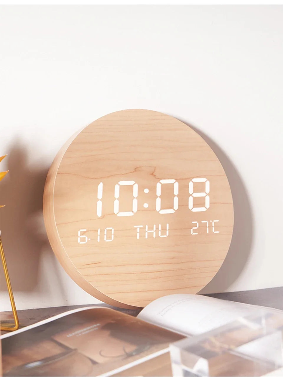LED Digital Wall Clock - Multi-Function Display with Temperature, Date, and Time for Living Room & Bedroom