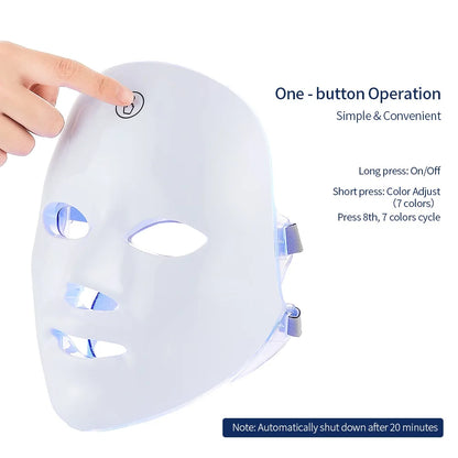 Wireless 7-Color LED Face Beauty Machine - Skin Tightening & Rejuvenation Facial & Neck Mask