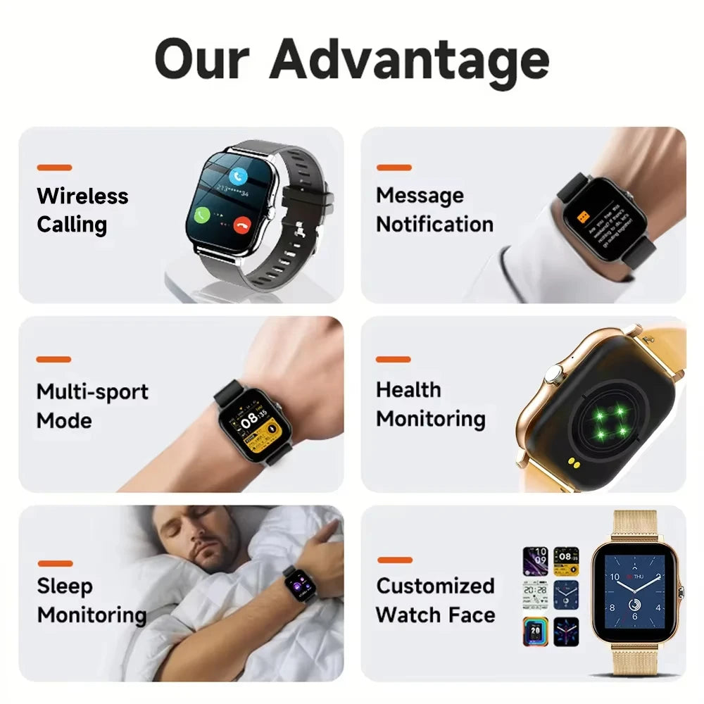LAXASFIT 2025 Smart Watch, Bluetooth Talk, Full Touch Screen, Heart Rate Monitor, Sports Fitness Tracker for Men & Women