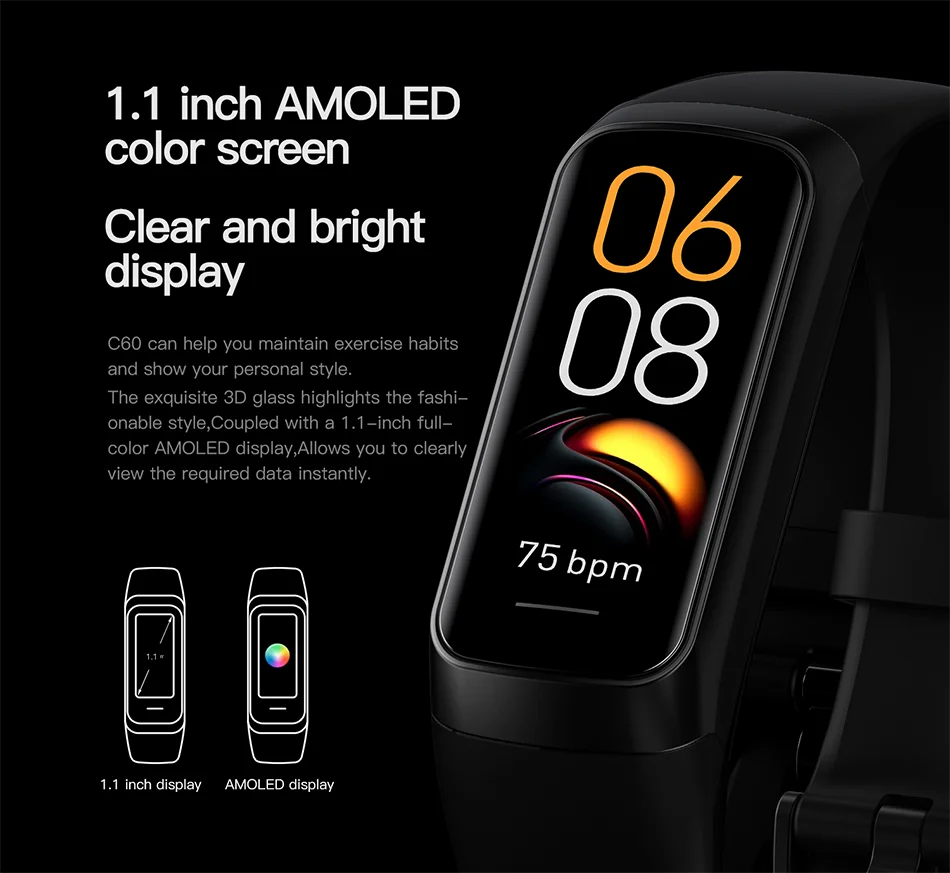 LIGE AMOLED Smart Watch 2023, Men & Women Fitness Tracker, Heart Rate, Blood Oxygen Monitor, Waterproof Smart Bracelet