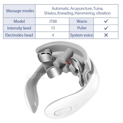 TENS Pulse Wireless Back & Neck Massager - Smart Heating Pain Relief for Shoulders & Muscles