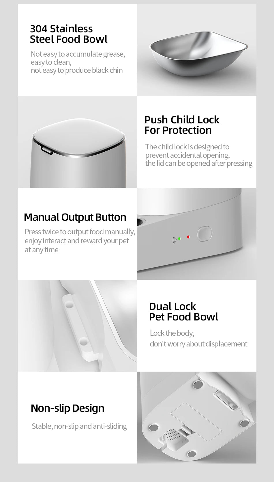 ROJECO Smart WiFi Automatic Cat Feeder – Remote Control Dry Food Dispenser for Cats & Dogs