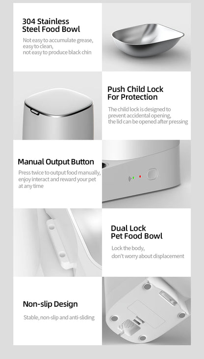 ROJECO Smart WiFi Automatic Cat Feeder – Remote Control Dry Food Dispenser for Cats & Dogs