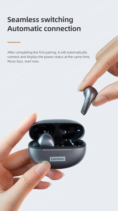 Lenovo LP5 Wireless Bluetooth Earbuds - HiFi Music, Sports Waterproof Headset with Mic for Business & Everyday Use
