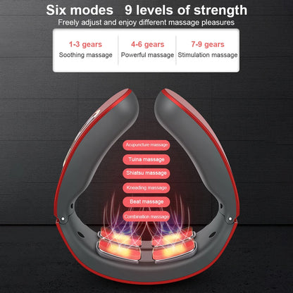 Electric Neck & Shoulder Pulse Massager 4-Head TENS Magnetic Heating for Pain Relief