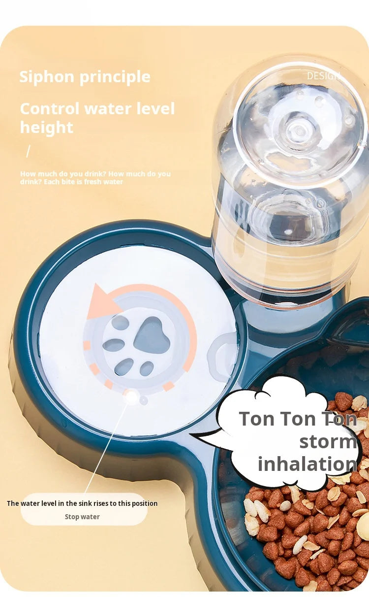 3-in-1 Tilted Pet Bowl Set with Water Feeder & Gravity Bottle for Neck Protection