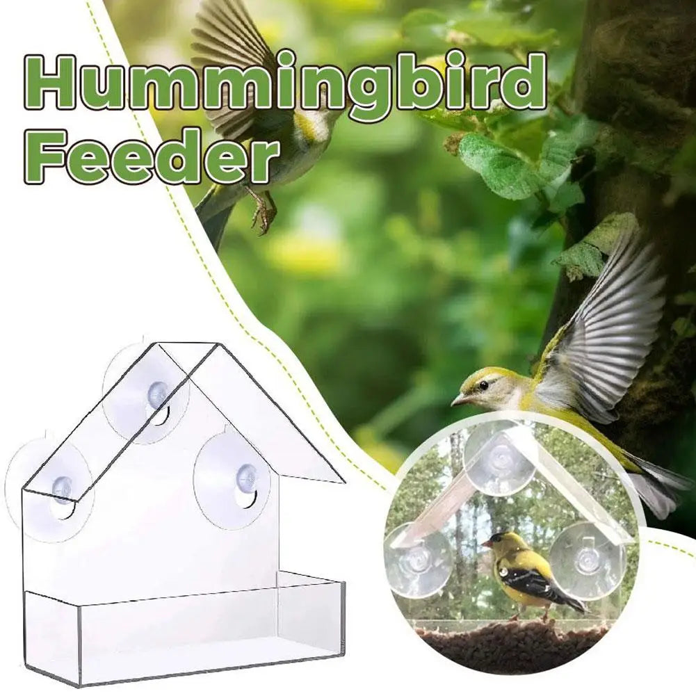 Window Bird Feeder with Reusable Tray & Waterproof Squirrel Food Container
