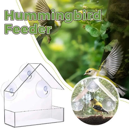 Window Bird Feeder with Reusable Tray & Waterproof Squirrel Food Container