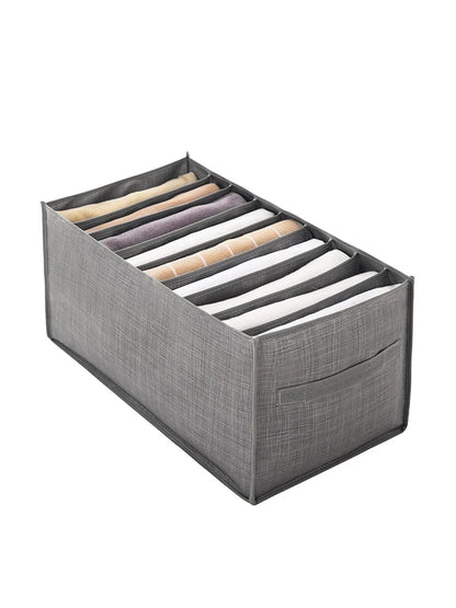 9-Panel Pants Storage Box - Jeans Compartment Organizer, Layered Design for Home Wardrobe