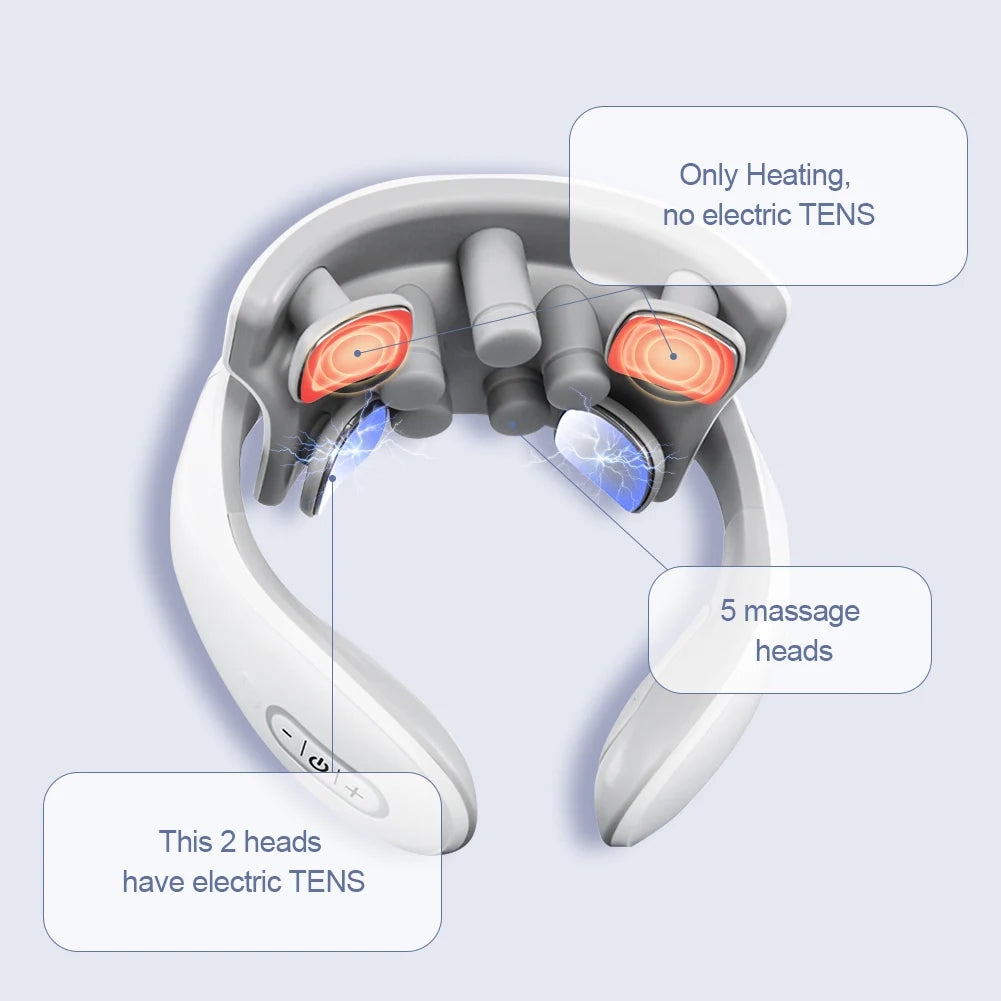 TENS Pulse Wireless Back & Neck Massager - Smart Heating Pain Relief for Shoulders & Muscles