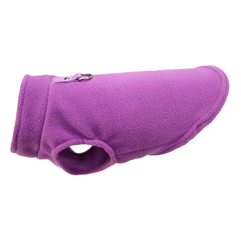 Warm Fleece Dog Jacket with D-Ring – Vest for Small Dogs & Cats, French Bulldog & Chihuahua Coat