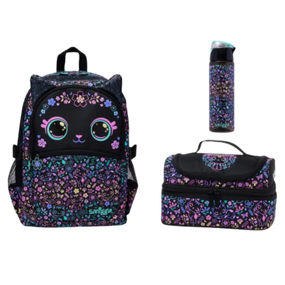 New Original Australia Smiggle Schoolbag for Girls with Black Cat Flower Lunch Bag & Pencil Case