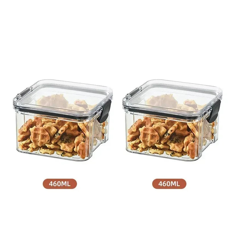 Stackable Plastic Food Storage Containers Set 460-1800ml for Grains, Tea & Snacks