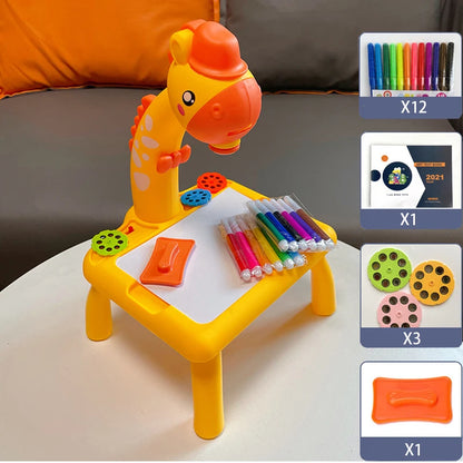Children's LED Projector Drawing Table Toy, Educational Painting Set & Learning Board