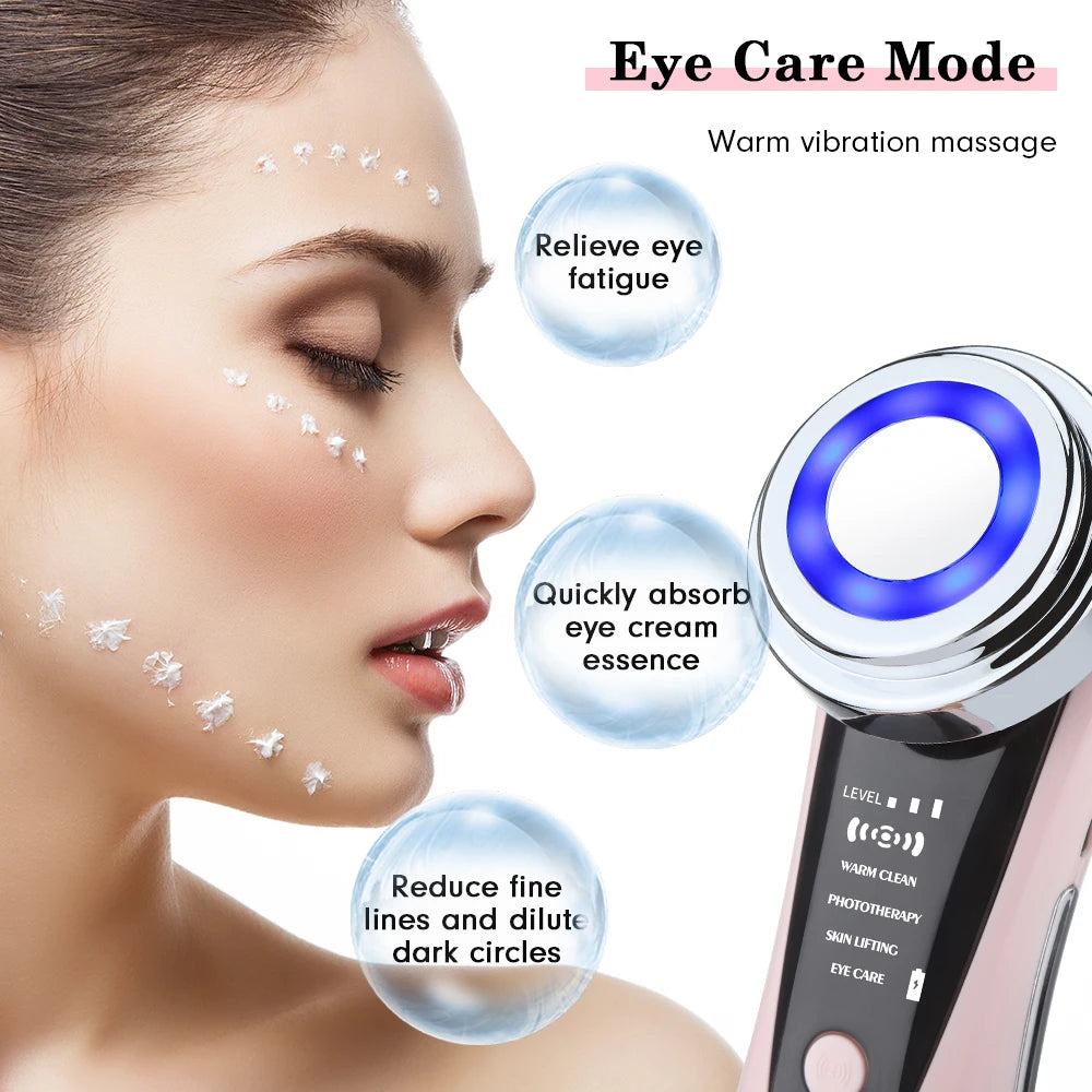 EMS Facial Massager - LED Light Therapy & Sonic Ion Vibration for Skin Tightening & Anti-Wrinkle