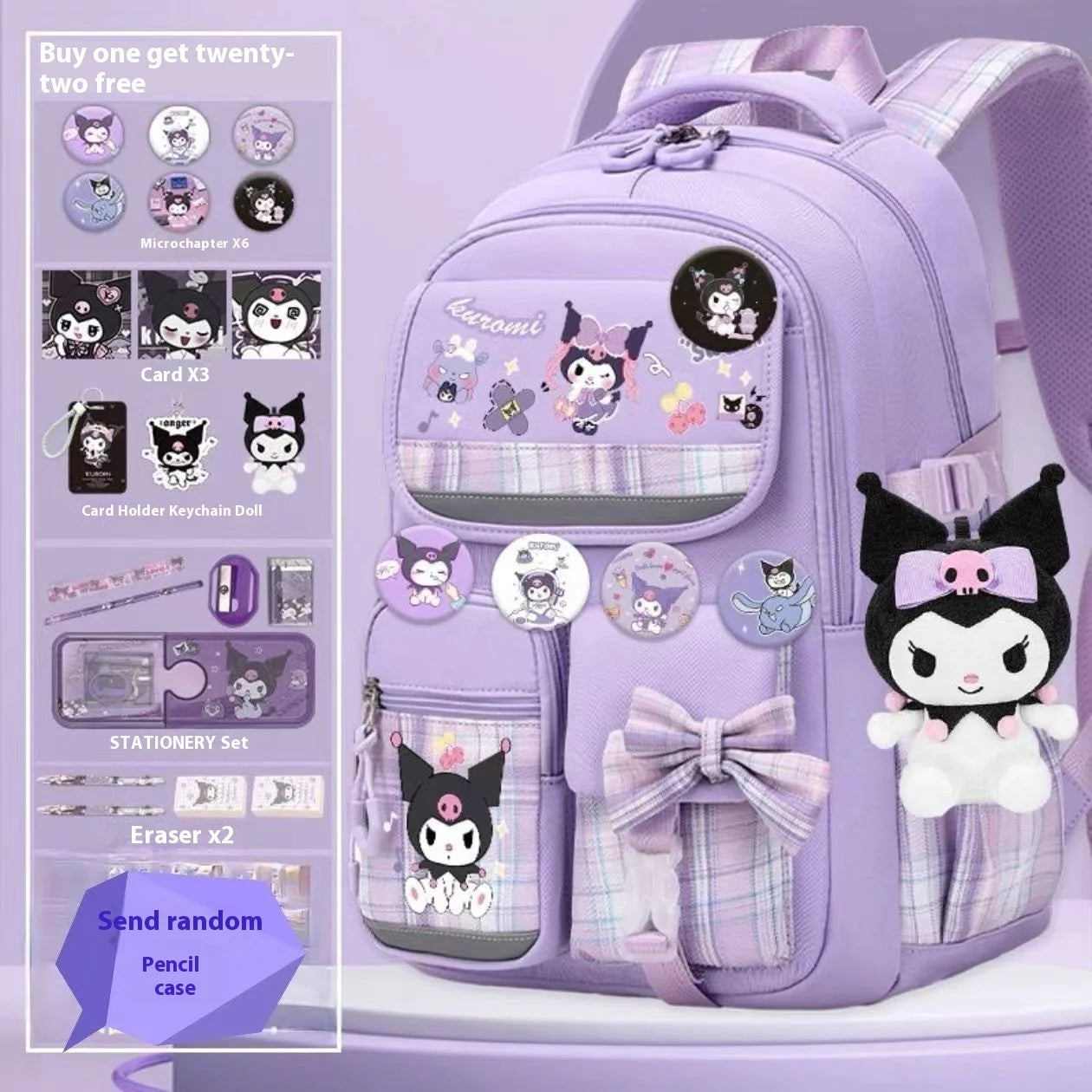 Yuguigou Kulomi Large Capacity Backpack for Elementary Girls - Spine Protection Design
