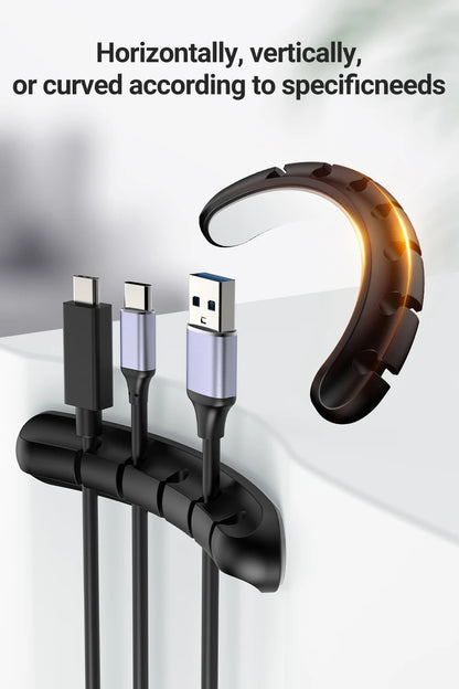 Adhesive Cable Holder Clips - Cord Management Organizer for Desktop, USB, Power, and Mouse Cables