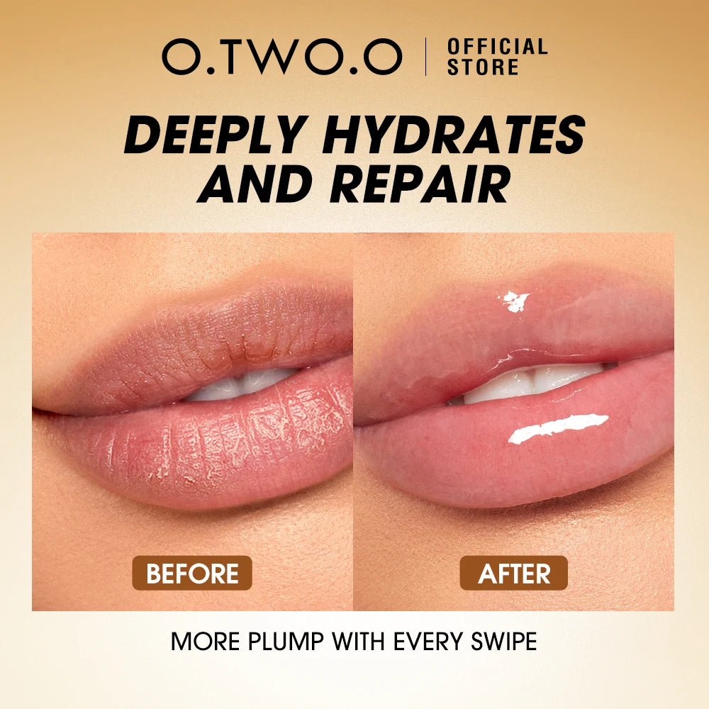O.TWO.O Lip Oil Gloss – Moisturizing Lip Plumper, Non-Sticky Glossy Glitter Tint & Balm