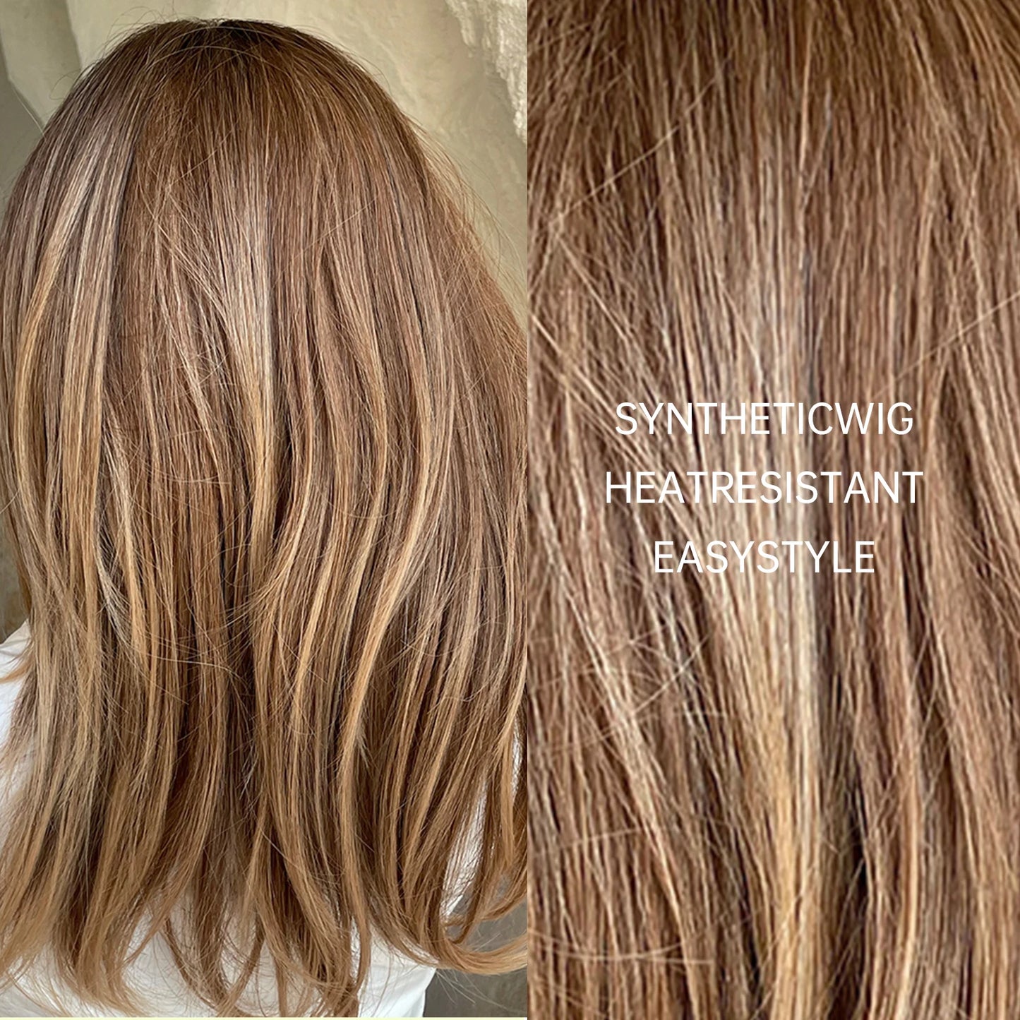 Heat-Resistant Brown Ombre Synthetic Wig with Bangs & Layers for Women