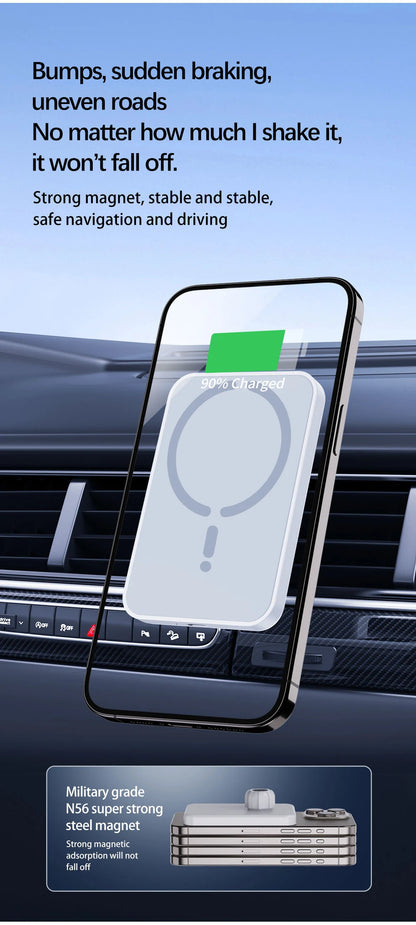 15W Magnetic Car Wireless Charger - Magsafe iPhone 12-16 Pro Max Air Vent Phone Holder Stand, Fast Car Charging